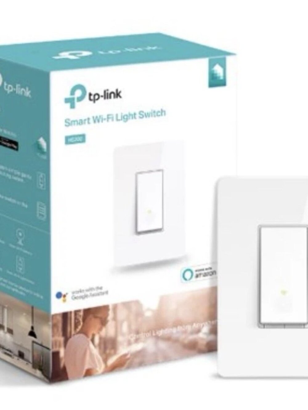 TP-Link Kasa Smart Wi-Fi Light Switch Single Pole White HS200 w/ Face Plate NEW